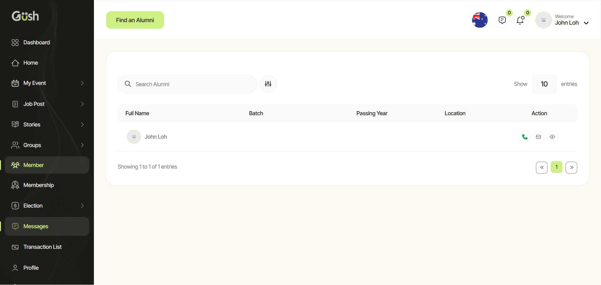 Members Dashboard
