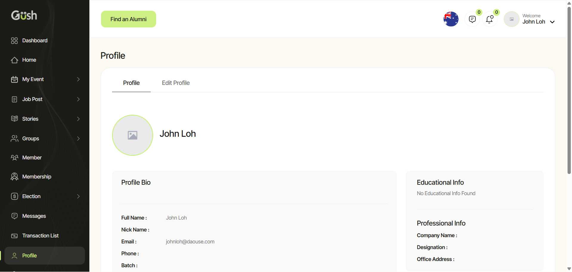 Profile Page