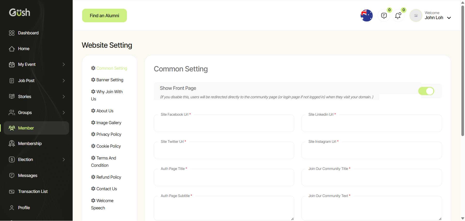 Website Settings